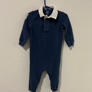 Ralph Lauren Dark Blue Baby Bodysuit with White Collar